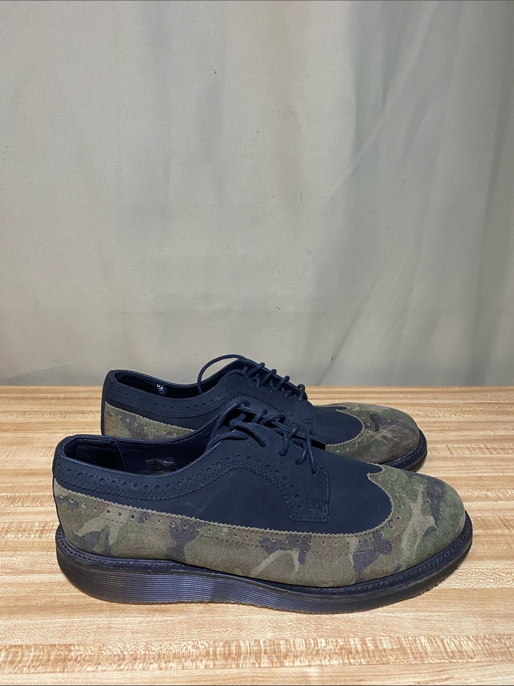 Dr Martens X Ronnie Fieg Rivington Brogue Camo Green Black Wingtip shoes M 11